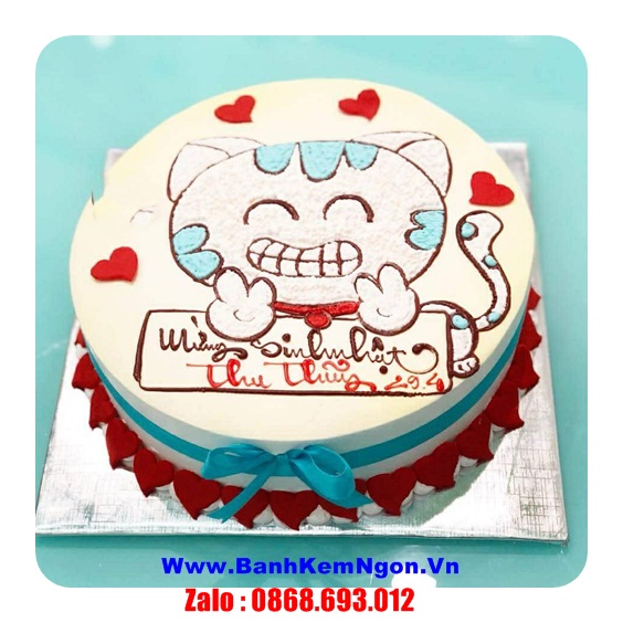 Đặt bánh kem vẽ mèo ở Huế